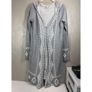 Lucky Brand Aztec Hooded Open‎ Front Cardigan Sweater Womens Size Medium